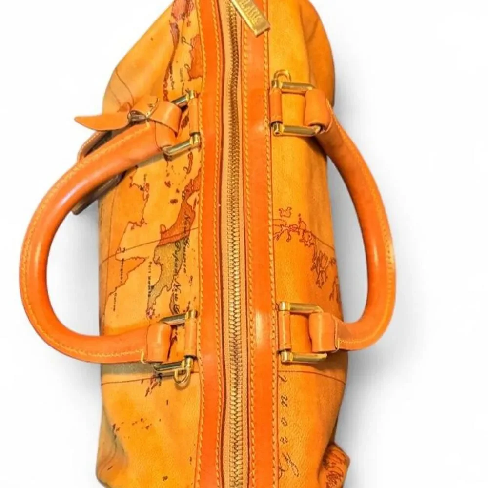 Authentic Alviero Martini 1ª Classe Geo Classic Medium Boston Bag Map Satchel